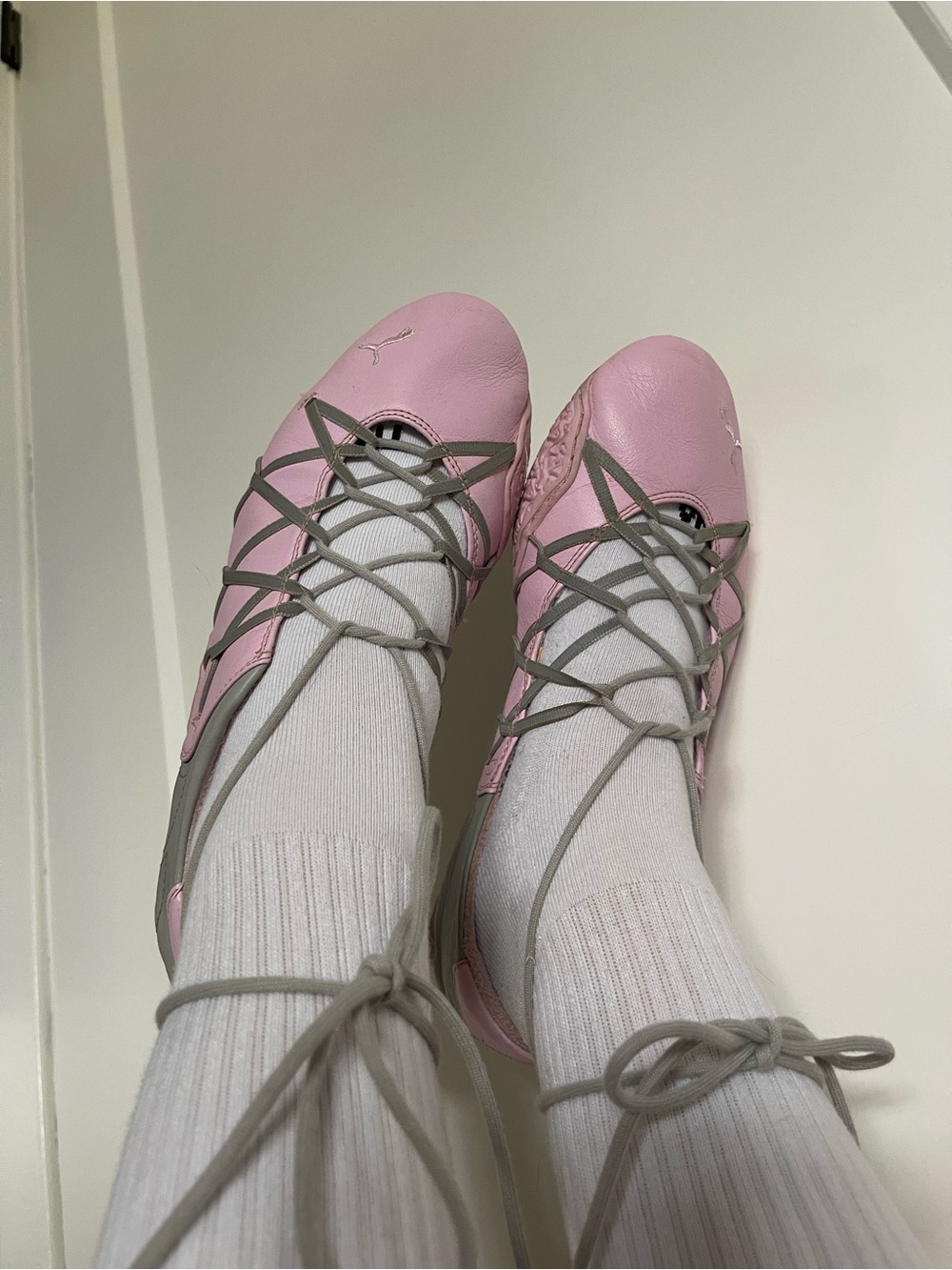 Rare Vintage Puma Pink and Grey Leather Sporty Ballet Flats - Picture 4 of 12